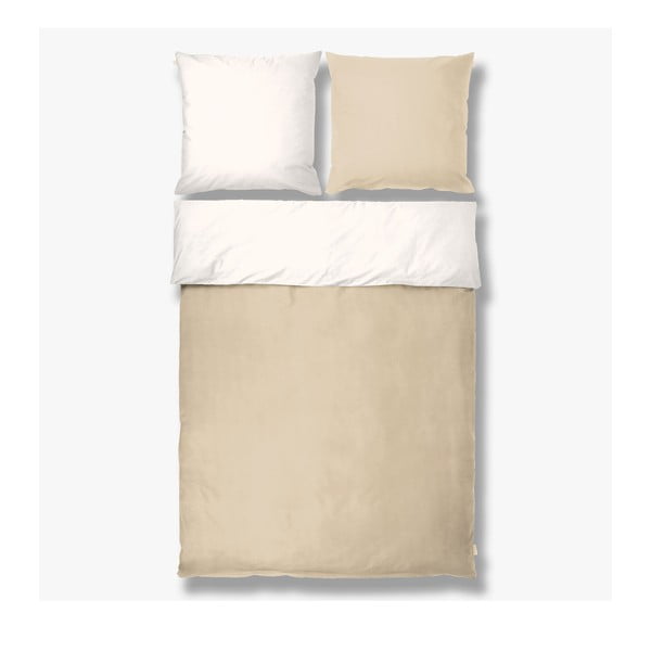 Balta/bēša vienguļamā gultas veļa no kokvilnas perkala 140x200 cm Shades – Mette Ditmer Denmark