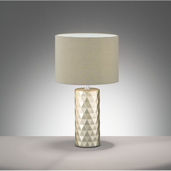 Bēša galda lampa no auduma (augstums 43 cm) Abo – Fischer & Honsel-image-1