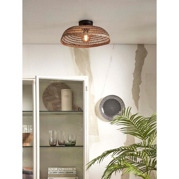 Melna/dabīga toņa griestu lampa ar jūraszāles abažūru ø 45 cm Pantanal – Good&Mojo-image-1