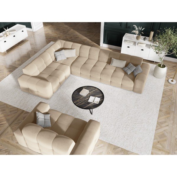 Bēšs samta dīvāns 156 cm Kendal – Micadoni Home-image-1