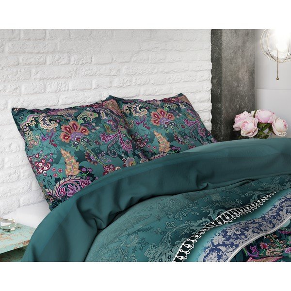 Zaļa divvietīga gultasveļa Sleeptime Paisley, 200 x 220 cm-image-1