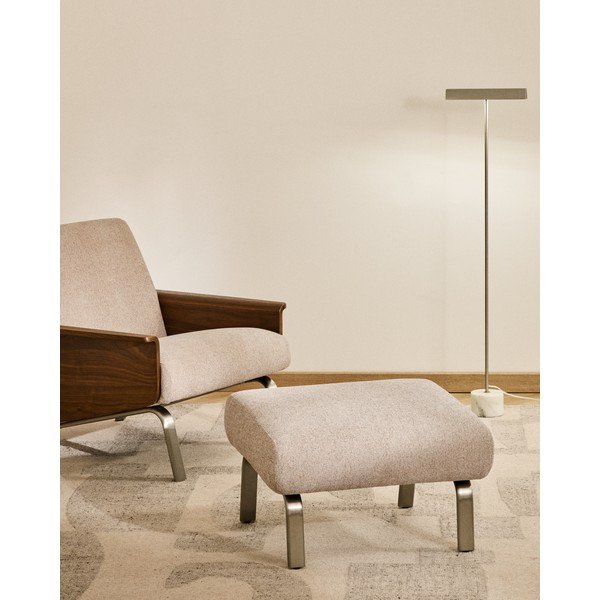 Bēšs kāju soliņš no šenila auduma Amsen – Kave Home-image-1