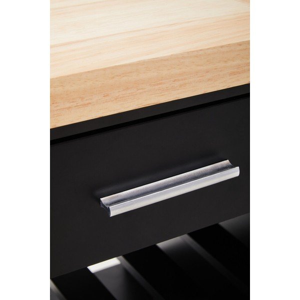 Gumijkoka masīvkoka servēšanas galdiņš uz riteņiem 48x105 cm Frankfurt – Premier Housewares-image-3