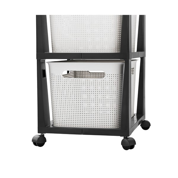 Balts/melns plastmasas pārvietojams plaukts 30x77 cm Brisen – Rotho-image-2