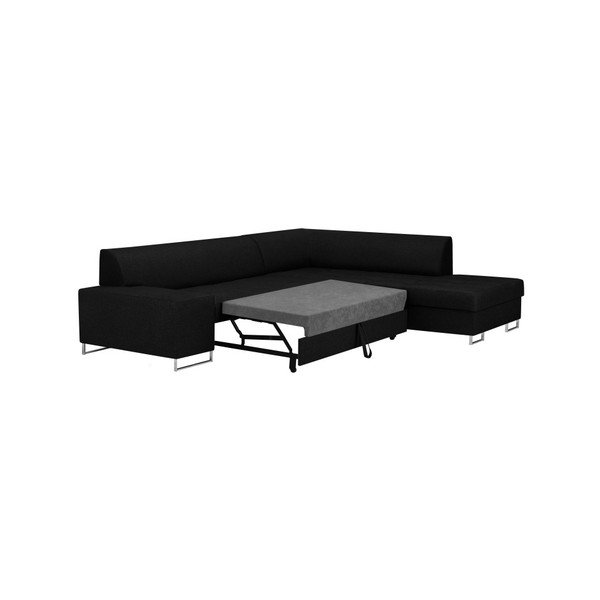 Melns stūra dīvāns ar sudraba krāsas kājām Cosmopolitan Design Orlando, labais stūris-image-4