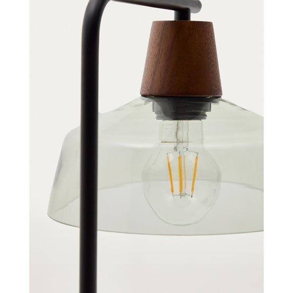 Zaļa/tumša dabīga toņa galda lampa ar stikla abažūru (augstums 55 cm) Silex – Kave Home-image-2