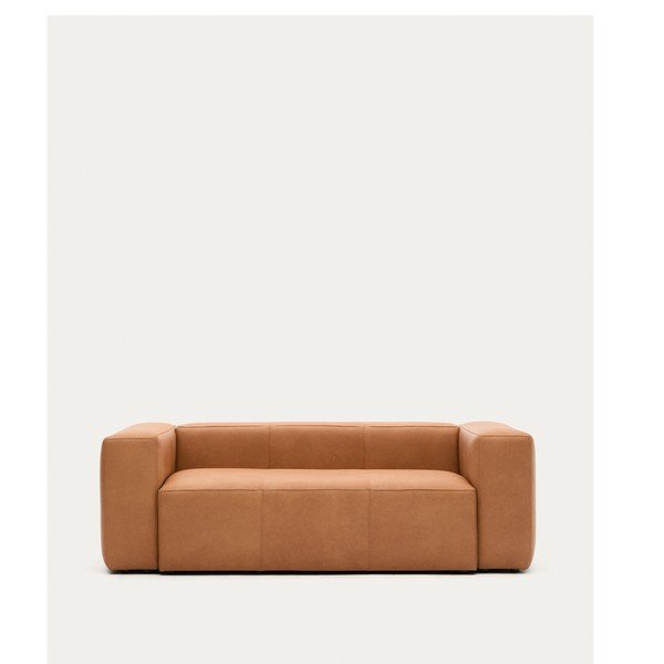 Brūns ādas dīvāns 210 cm Blok – Kave Home