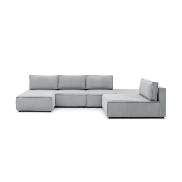 Gaiši pelēks velveta stūra dīvāns (ar maināmu stūri) Nihad modular – Bobochic Paris