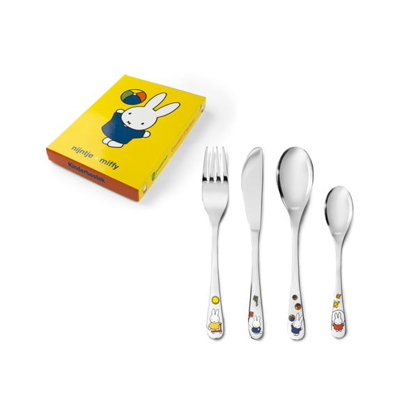 Sudraba krāsas nerūsējošā tērauda bērnu galda piederumi (4 gab.) Miffy – Zilverstad-image-4