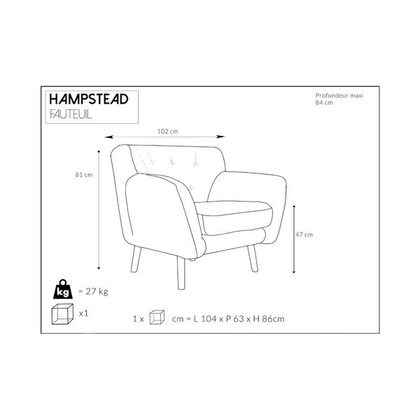 Tumši pelēks atpūtas krēsls Cosmopolitan Design Hampstead-image-4