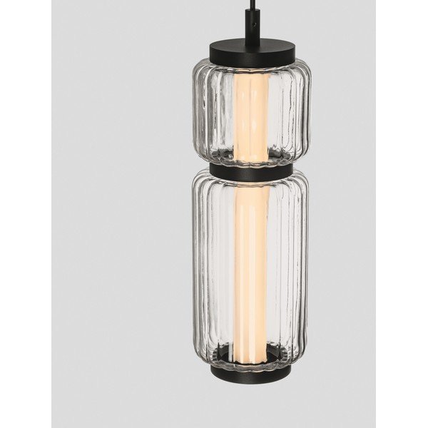 Matēti melna stikla LED piekaramā lampa ø 12 cm Liesa – Nova Luce-image-1