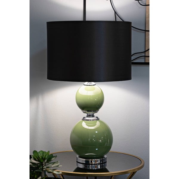 Zaļa/pelēka galda lampa ar auduma abažūru (augstums 65 cm) Eva – Mauro Ferretti-image-1