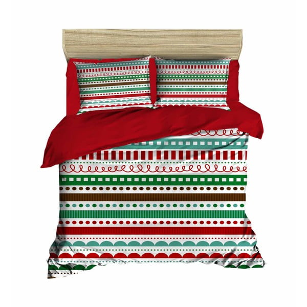 Ziemassvētku gultasveļa divguļamai gultai ar palagu Pascal, 200 x 220 cm