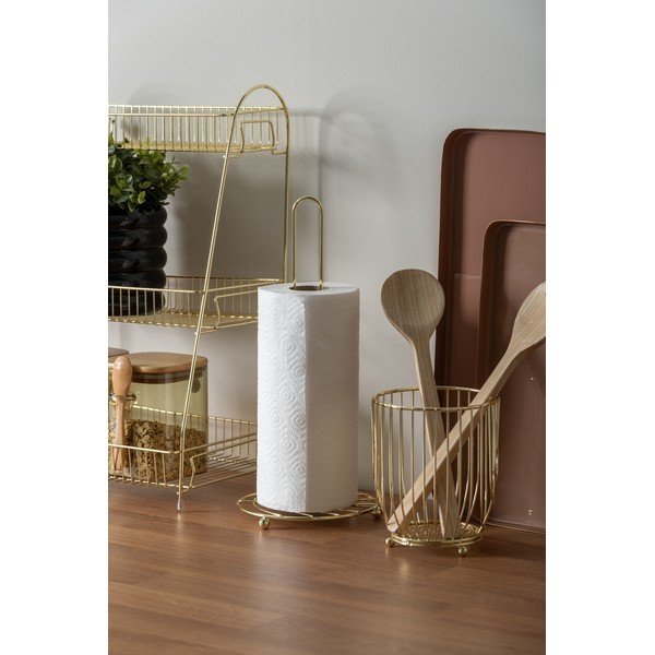 Zelta krāsas metāla papīra dvieļu turētājs ø 15 cm   Wired – PT LIVING-image-1