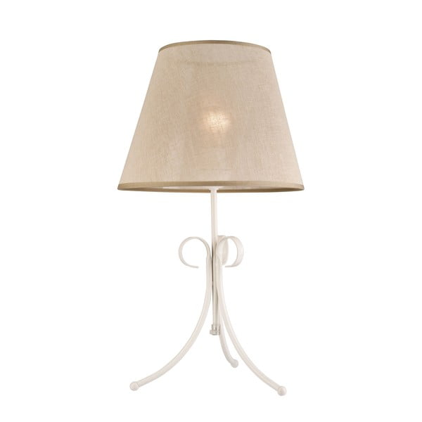Balta galda lampa ar auduma abažūru (augstums 55 cm) Lorenzo – LAMKUR