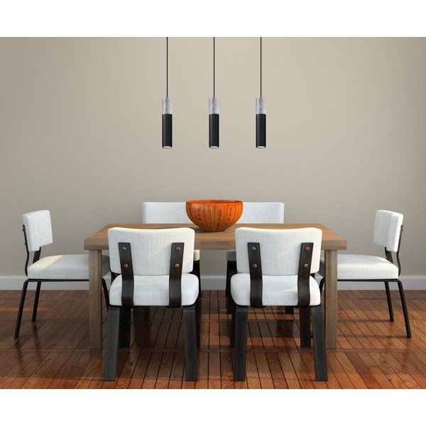 Melna griestu lampa ar pelēku dekoru Sollux Edo, garums 40 cm-image-4