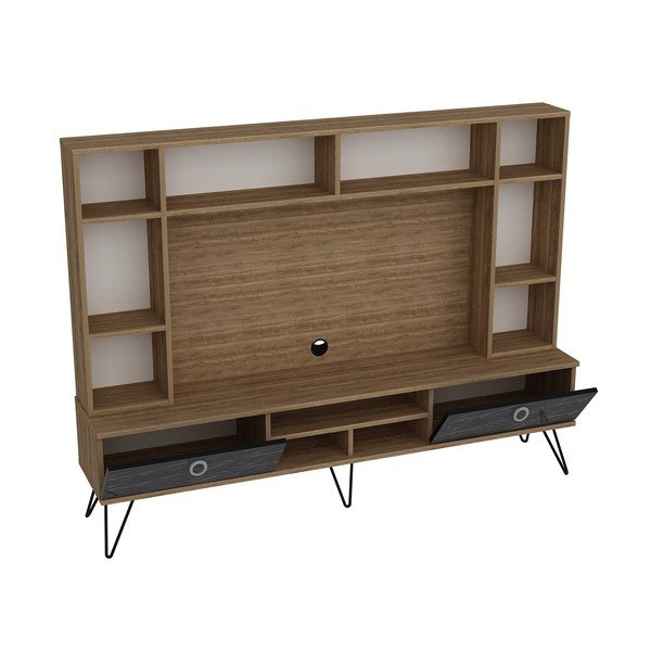 Pelēks/brūns TV plaukts ar riekstkoka imitāciju 180x136 cm Lorenz – Kalune Design-image-2