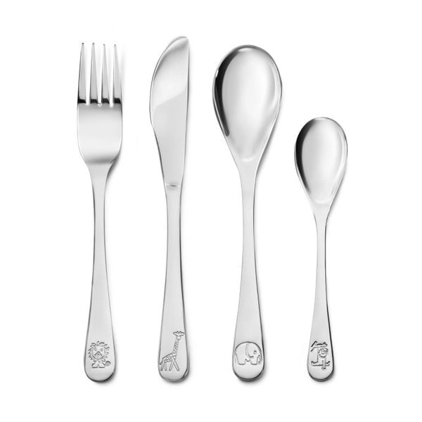 Sudraba krāsas nerūsējošā tērauda bērnu galda piederumi (4 gab.) Miffy Zoo – Zilverstad-image-1