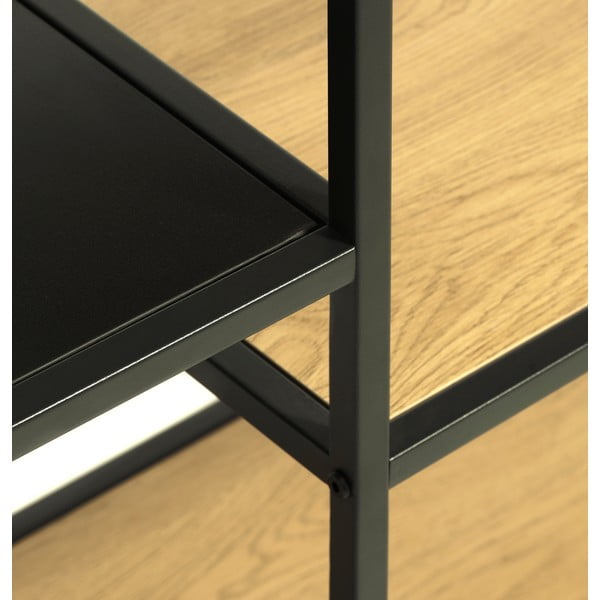 Melns/dabīga toņa grāmatplaukts ar ozolkoka imitāciju 80x146x35 cm Altino – Unique Furniture-image-4