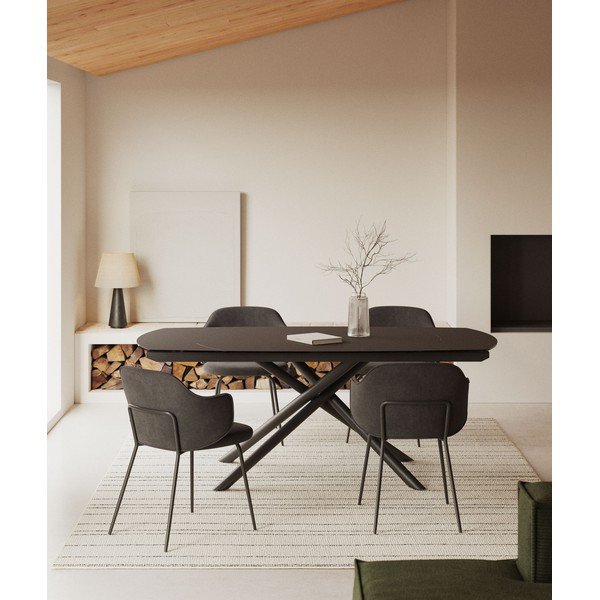 Izvelkams ēdamgalds ar papildu galda virsmu ar keramikas virsmu 100x130 cm Yodalia – Kave Home-image-1