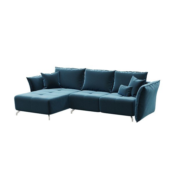 Tumši zils samta izvelkamais stūra dīvāns ar maināmu stūri Devichy Hermes-image-3