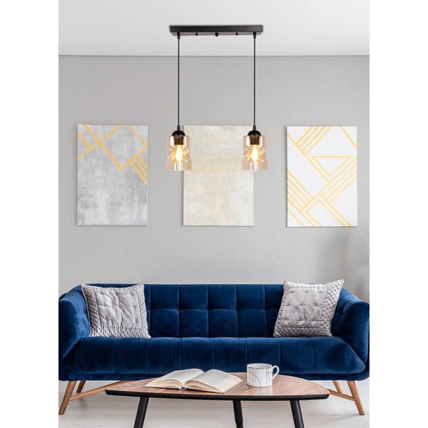 Melna piekaramā lampa ar stikla abažūru 10x44 cm Felis – Candellux Lighting-image-1