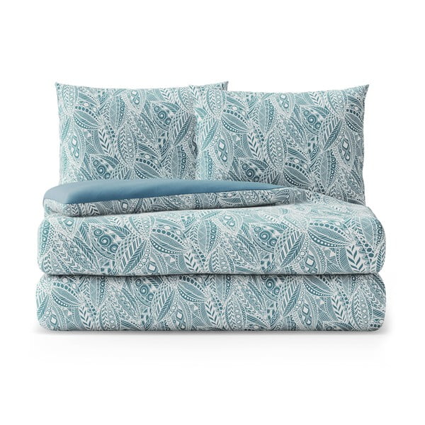 Zaļa/zila divguļamā kokvilnas gultas veļa 200x200 cm Averi Mexica – Restilo-image-3