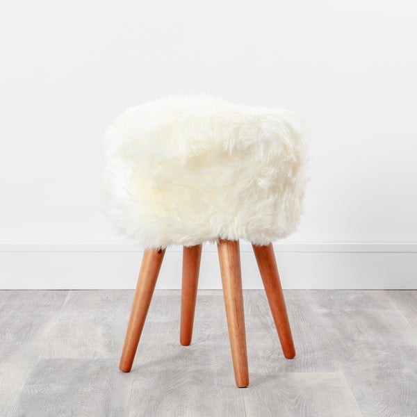 Krēsls ar baltu aitādas sēdekli Native Natural, ⌀ 30 cm-image-2