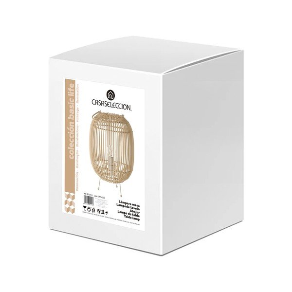 Dabīga toņa rotangpalmas galda lampa ar rotangpalmas abažūru (augstums 30,5 cm) Natural Way – Casa Selección-image-4