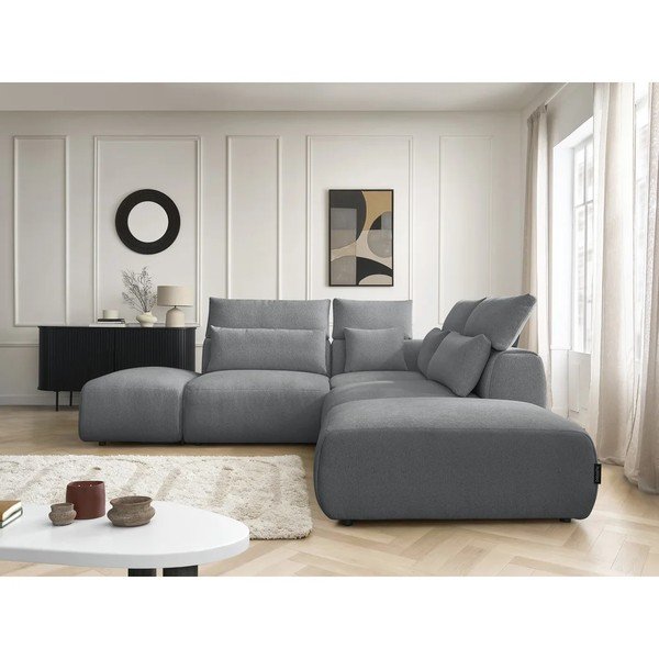 Tumši pelēks regulējams modulārais stūra dīvāns Jana – Bobochic Paris-image-4