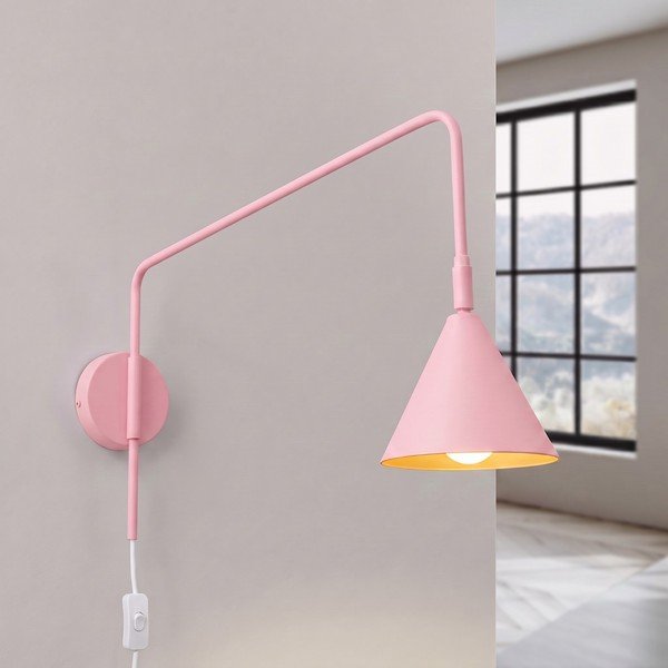 Rozā tērauda sienas lampa ar saliekamu konstrukciju ar vadu Zylo – Sollux-image-2
