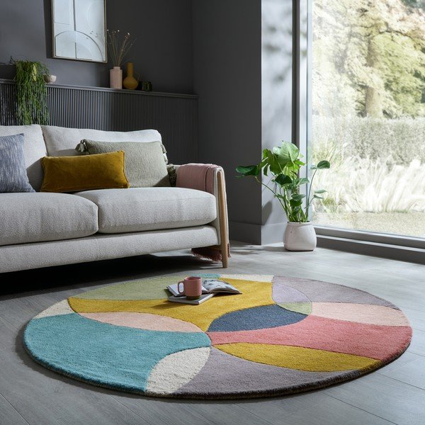 Ar rokām darināts vilnas apaļš paklājs ø 160 cm Glow Multi – Flair Rugs-image-1