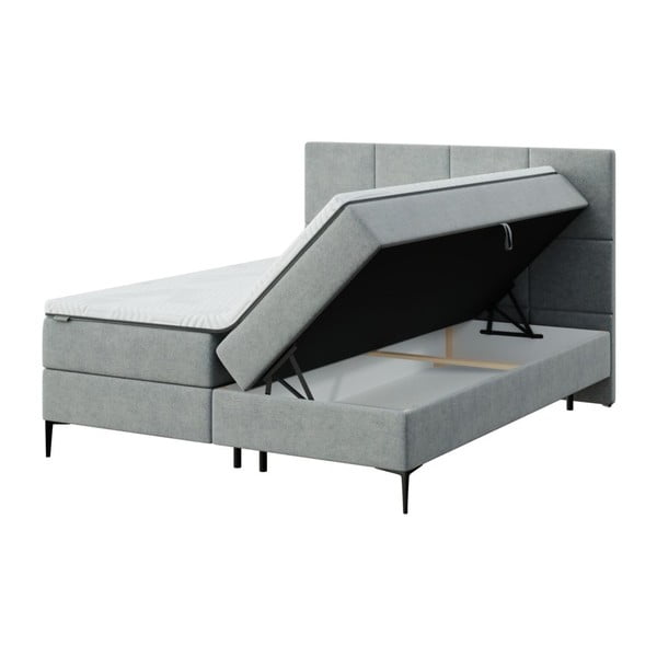 Pelēka atsperu gulta ar veļas kasti 180x200 cm Bufo – MESONICA-image-2