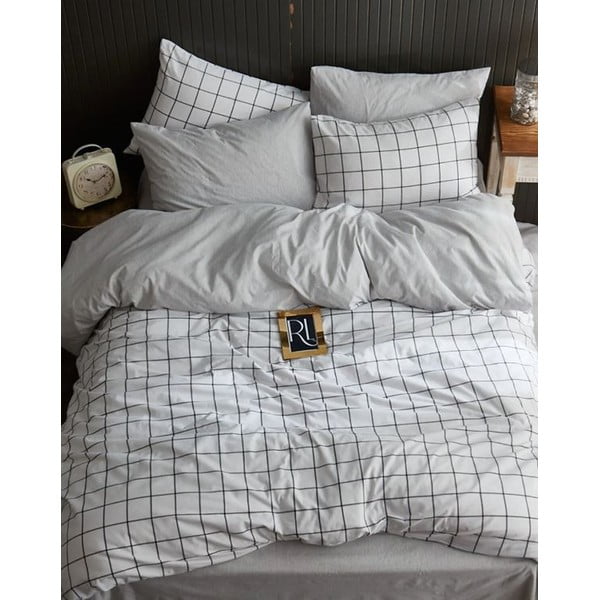 Balta divguļamā gultas veļa ar palagu 200x220 cm Geometric – Mila Home-image-1