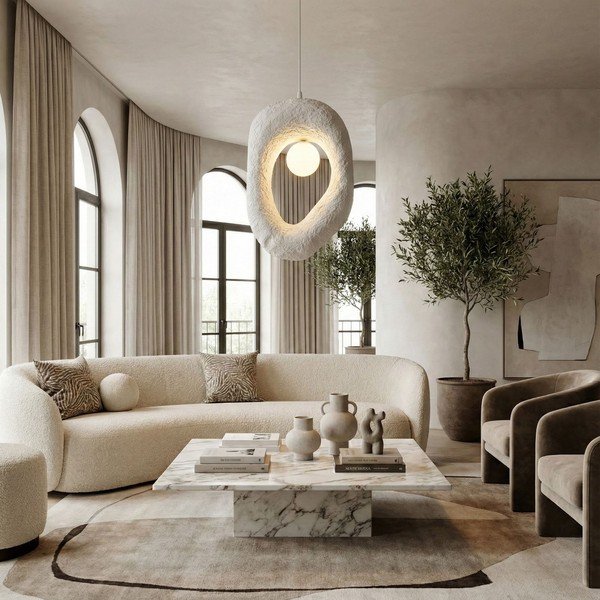 Balta metāla piekaramā lampa Lore – Opviq lights-image-2