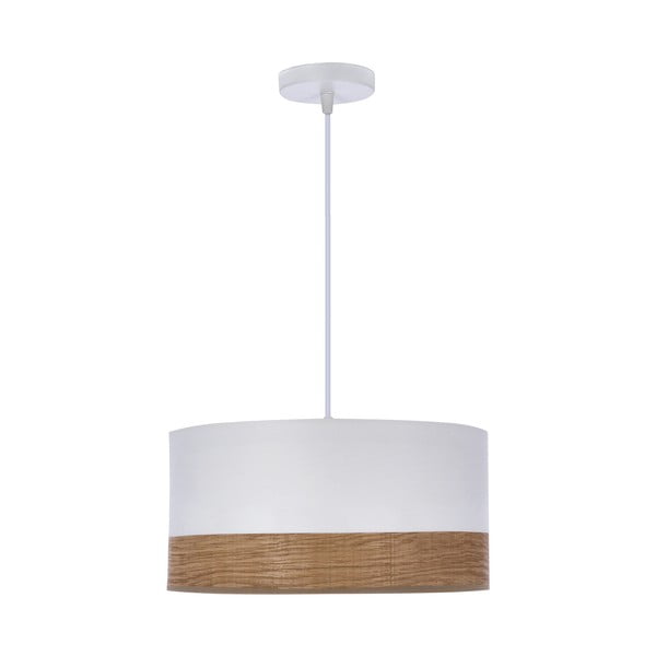 Balta piekaramā lampa ar ar auduma/finiera abažūru ø 30 cm Bianco – Candellux Lighting