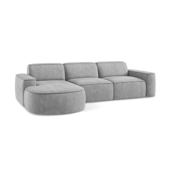 Gaiši pelēks stūra dīvāns no šenila auduma (ar kreiso stūri/ar zvilni) Omao – Makamii-image-4