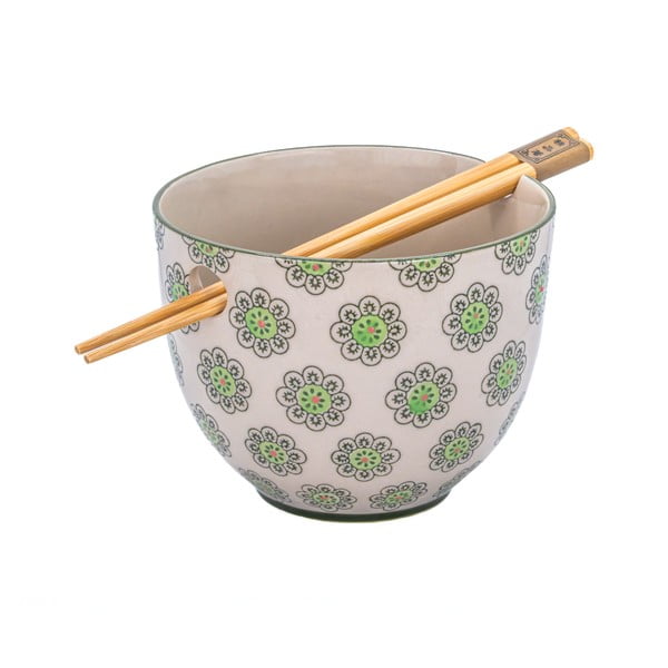 Zaļa/pelēka māla bļodiņa 450 ml Geometric – Sass & Belle