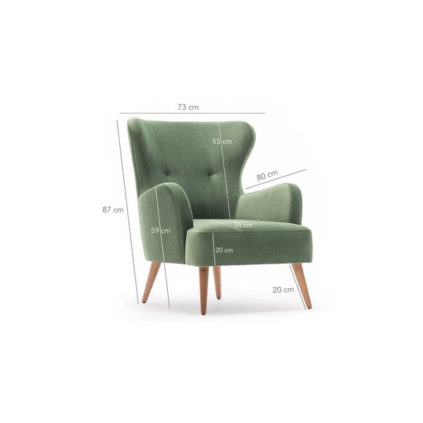 Zaļš atpūtas krēsls Balcab Home Jane-image-3