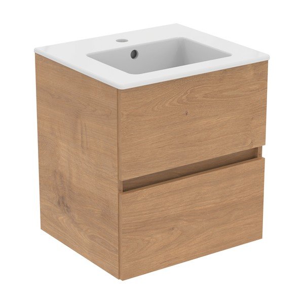 Dabīga toņa piekarams skapītis zem izlietnes ar ozolkoka imitāciju 50x55 cm Eurovit+ – Ideal Standard-image-2