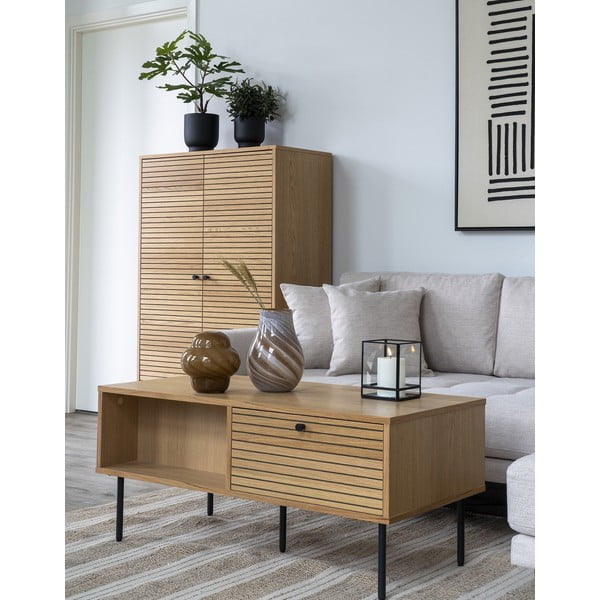 Dabīga toņa žurnālgaldiņš ar ozolkoka imitācijas galda virsmu 50x100 cm Kyoto – House Nordic-image-2