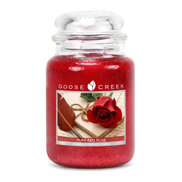 Aromatizēta svece stikla burciņā Goose Creek Red Rose, deg 150 stundas