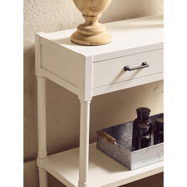 Balts priedes masīvkoka konsoles galds 35x91 cm Heritage – Premier Housewares-image-3