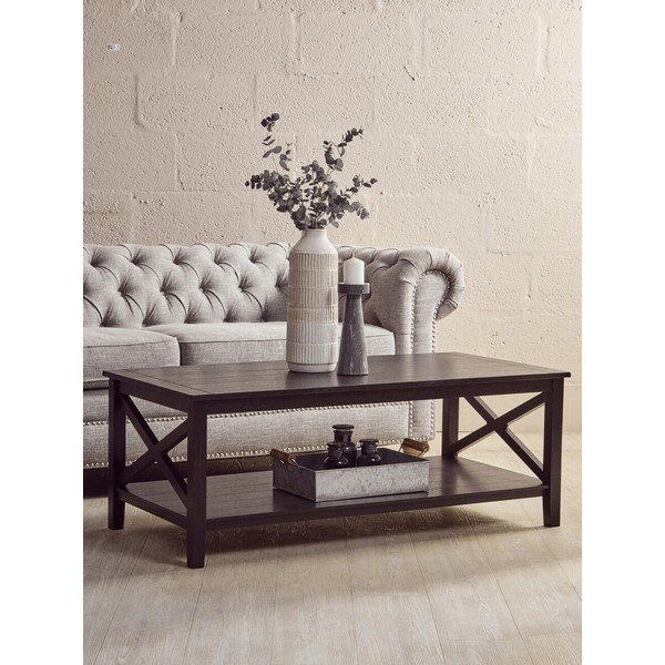 Melns žurnālgaldiņš 60x120 cm Heritage – Premier Housewares-image-3
