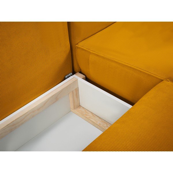 Dzeltens velveta U veida izvelkamais dīvāns Mazzini Sofas Azalea-image-1