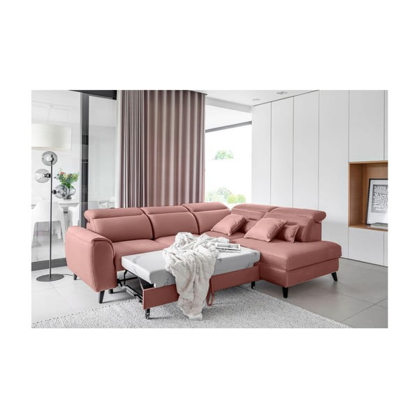 Rozā samta salokāms/ar uzglabāšanas vietu stūra dīvāns (ar labo stūri/L veida) Noble – ELTAP-image-4