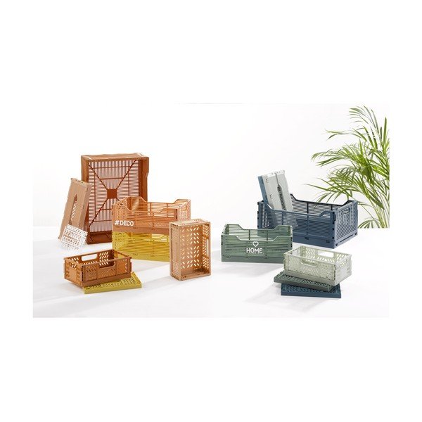 Gaiši zaļa plastmasas uzglabāšanas kaste 40x30x17 cm – Homéa-image-3