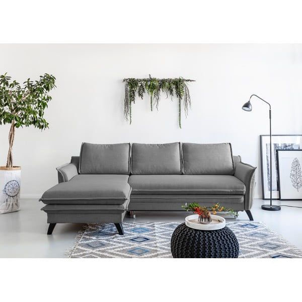 Tumši pelēks izlaižams stūra dīvāns Miuform Charming Charlie, kreisais stūris-image-1