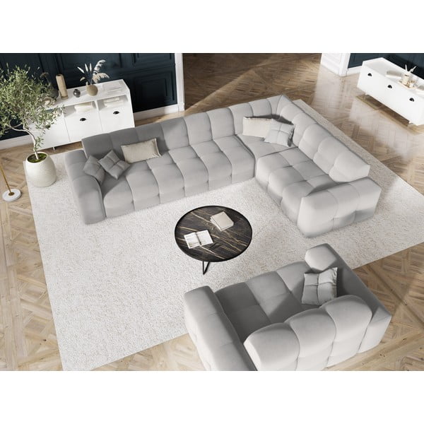 Gaiši pelēks samta stūra dīvāns (labais stūris) Kendal – Micadoni Home-image-1