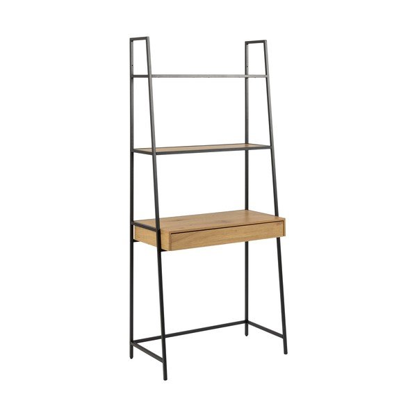 Melns grāmatplaukts ar ozolkoka imitāciju 77x175 cm Seaford – Actona-image-2